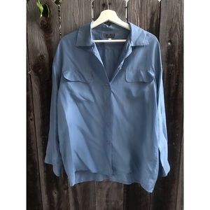 VINTAGE FRENCH SILK! Chic Baby Blue, Vintage, French, Silk Blouse.